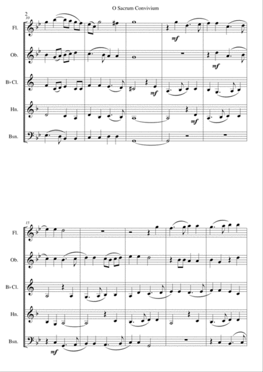 O Sacrum Convivium for wind quintet Woodwind Quintet scores gallery preview page 2