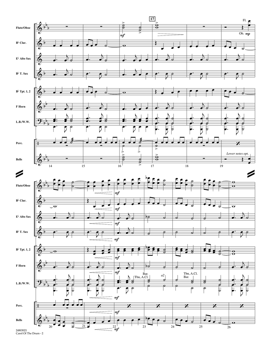 Carol of the Drum - Full Score Concert Band scores gallery preview page 2