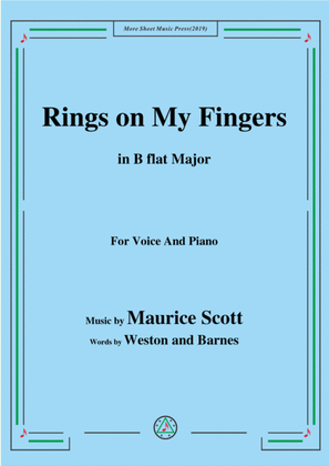 Book cover for Maurice Scott-Rings on My Fingers,in B flat Major,for Voice&Piano