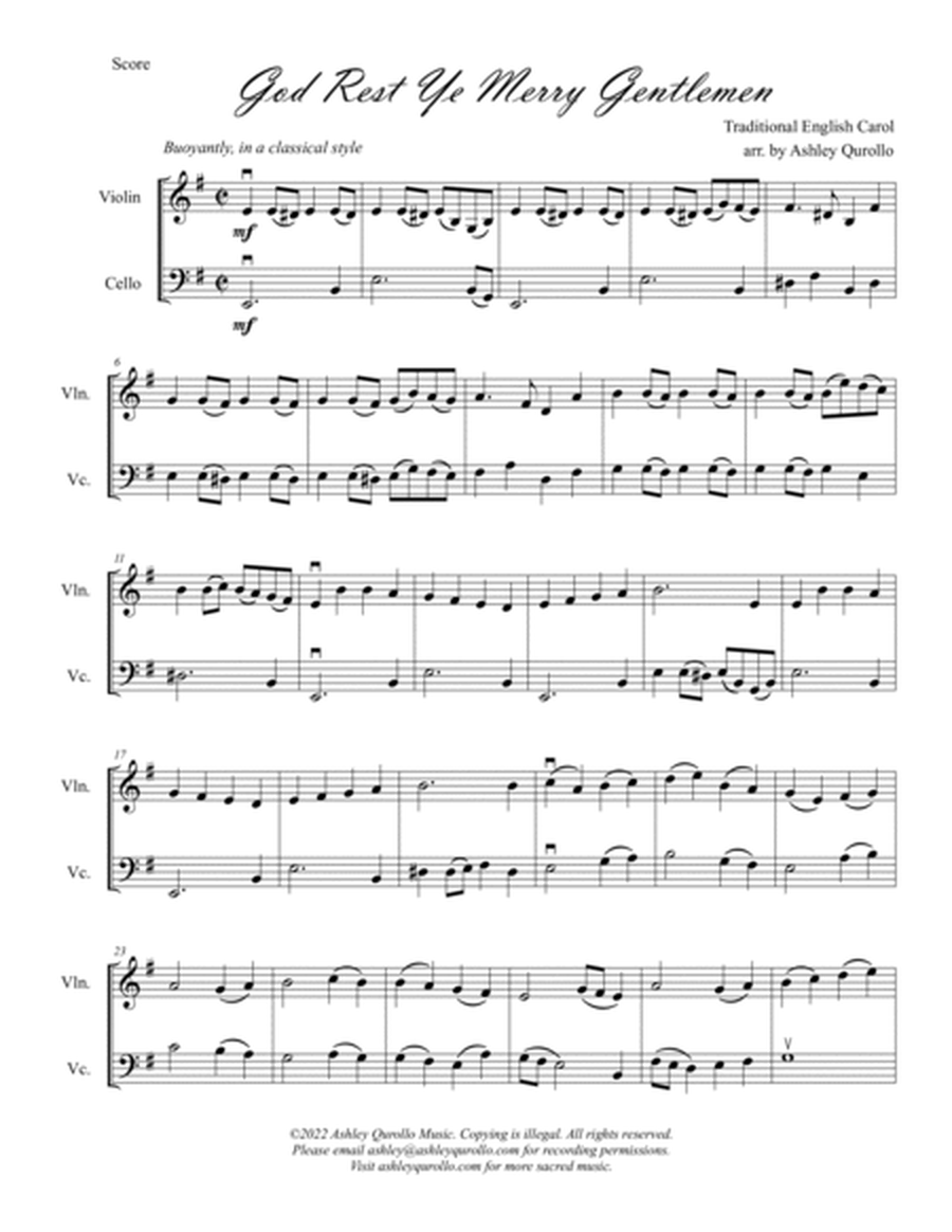 Christmas Joy for Violin and Cello -- 3 Intermediate Arrangements image number null