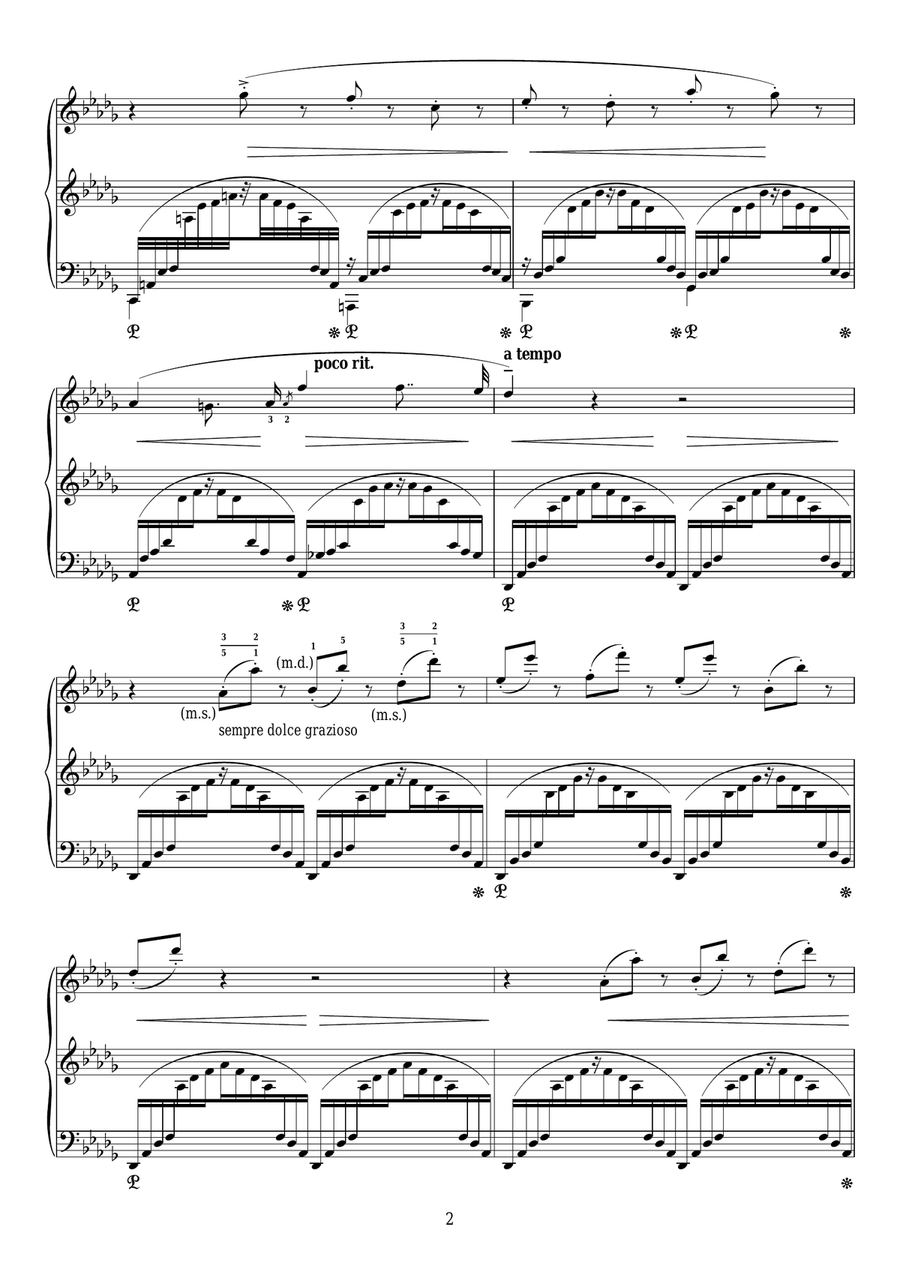 Un Sospiro, For Piano In D Flat Major (grande Études De Concert No. 3) Piano Solo scores gallery preview page 2