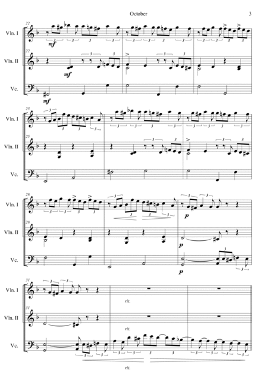 October (from The Seasons) String Trio scores gallery preview page 3