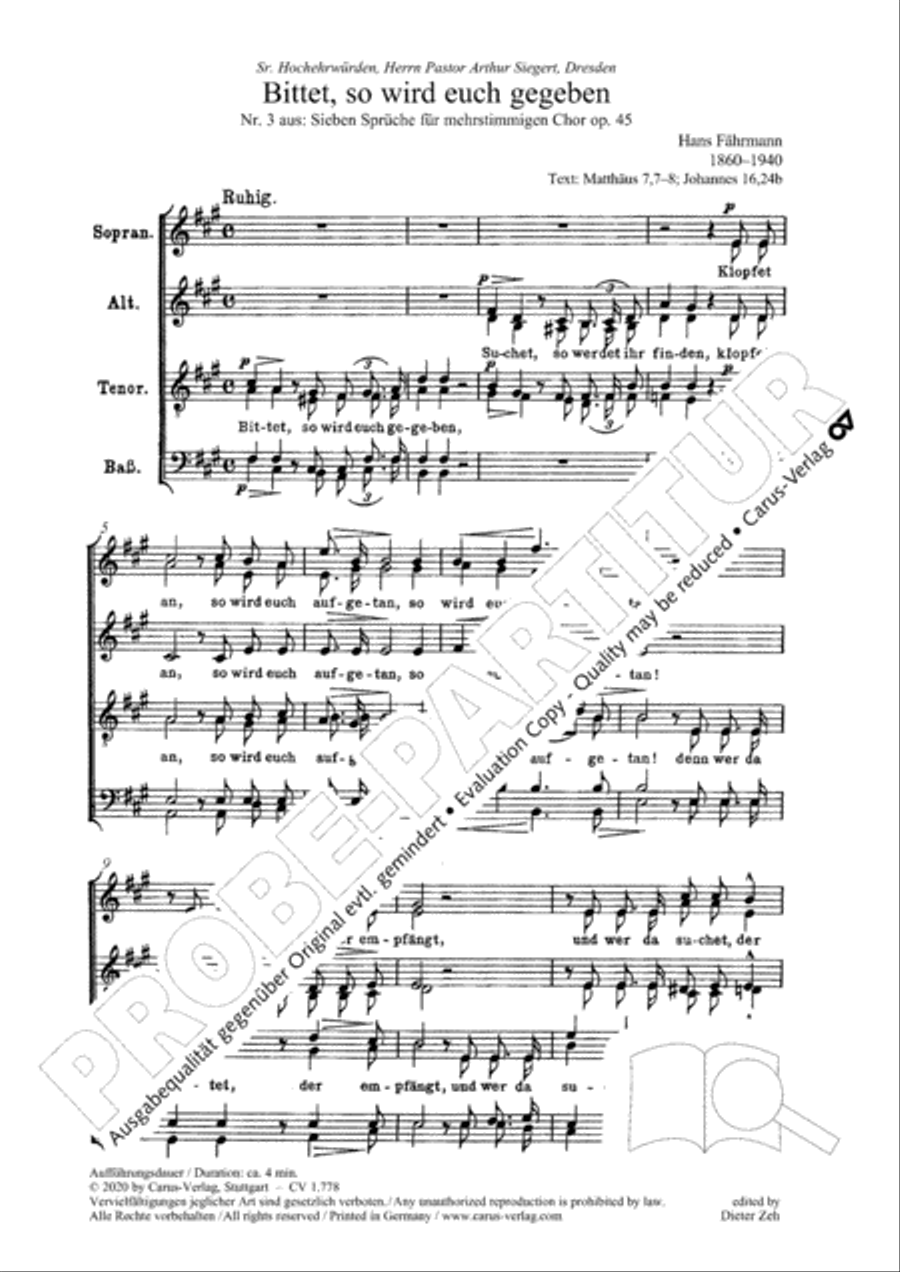 Bittet, so wird euch gegeben 4-Part scores gallery preview page 4