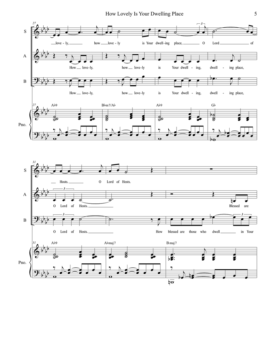 How Lovely Is Your Dwelling Place (SAB) 3-Part scores gallery preview page 5