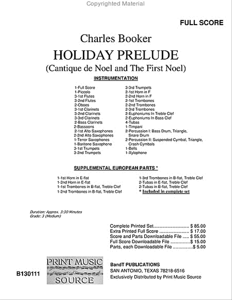 Holiday Prelude Concert Band scores gallery preview page 2