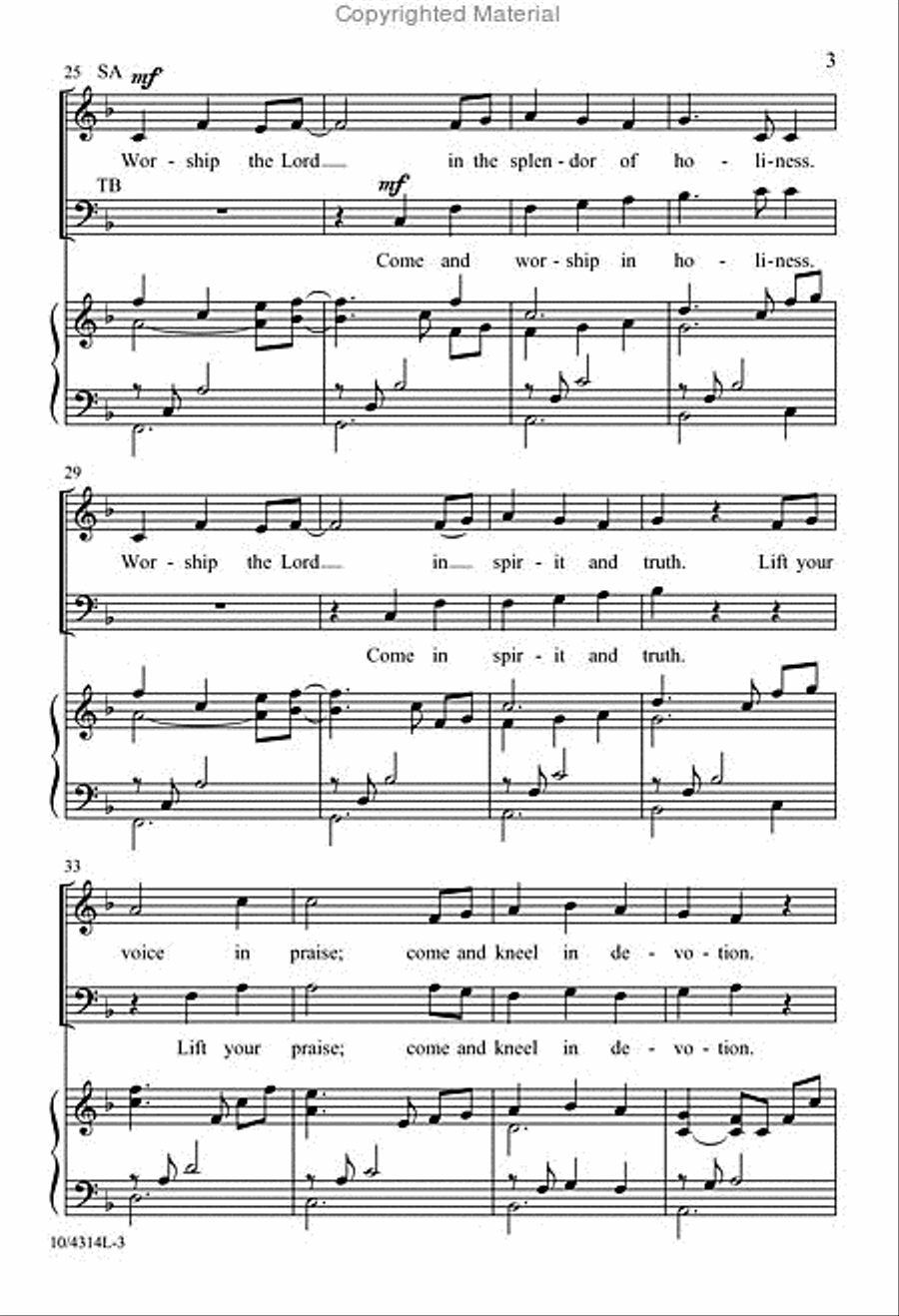 O Worship the Lord O Worship the Lord 4-Part scores gallery preview page 4