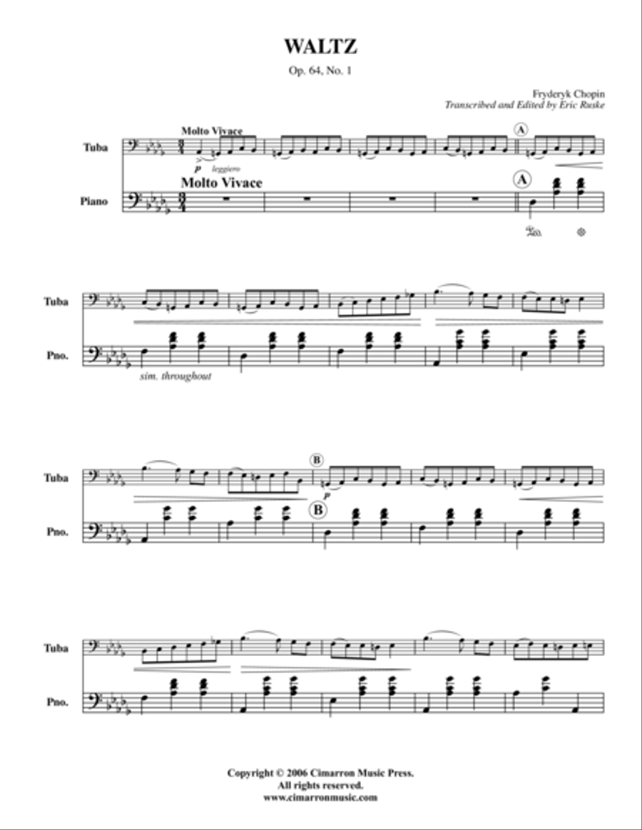Waltz Op. 64, No. 1 Waltz Op. 64, No. 1 Tuba scores gallery preview page 1