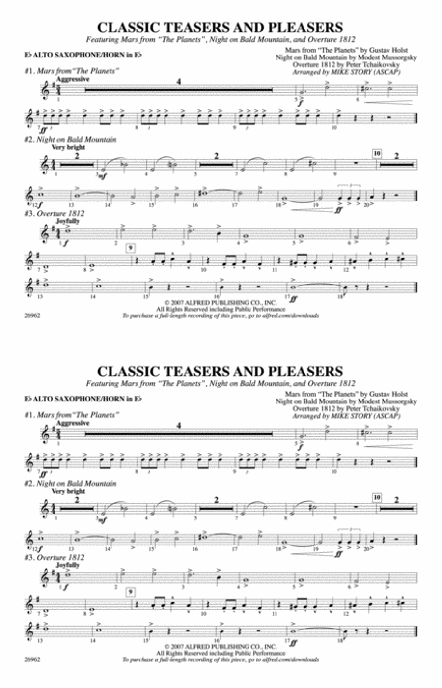 Classic Teasers and Pleasers: E-flat Alto Saxophone Marching Band scores gallery preview page 1