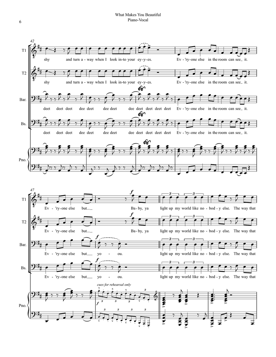 What Makes You Beautiful TTBB scores gallery preview page 6