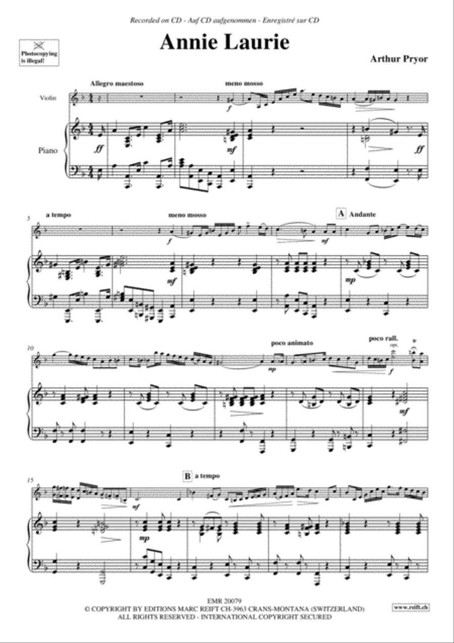 Annie Laurie Violin Solo scores gallery preview page 3