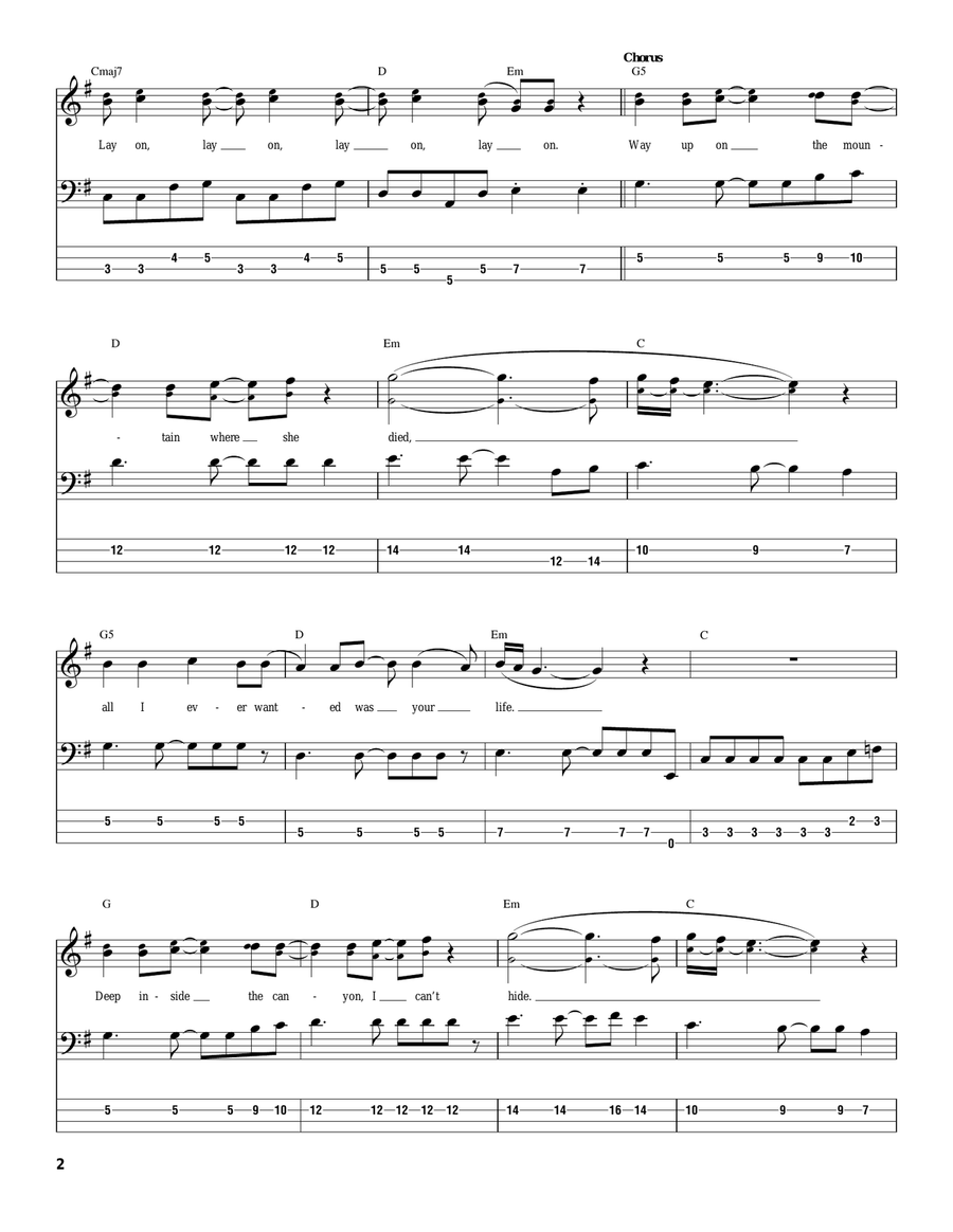 Dosed Bass Guitar Tablature scores gallery preview page 2