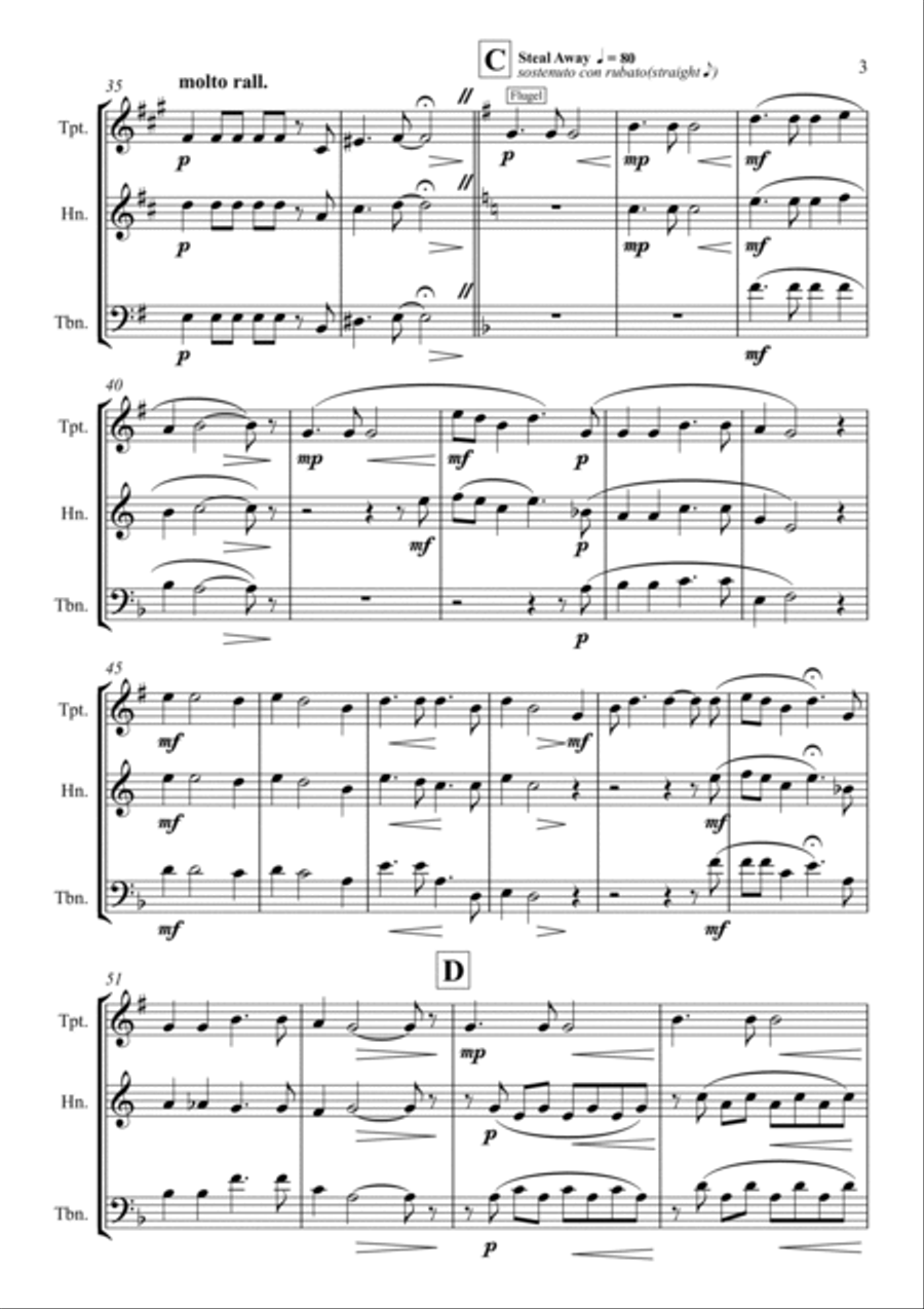 Spiritual, A Medley of Traditional Afro-American Melodies - for Brass Trio Brass Trio scores gallery preview page 3