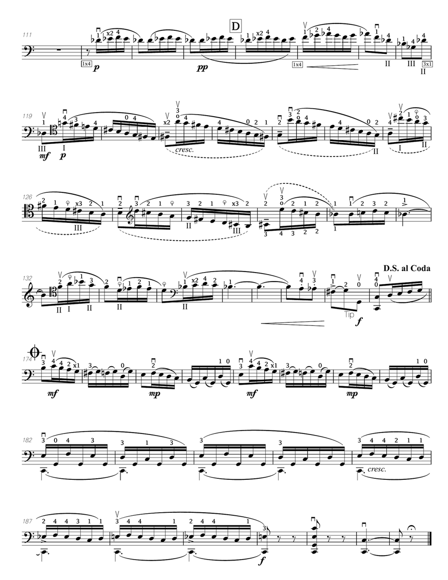 Popper (arr. Richard Aaron): Op. 73, Etude #36 Cello Solo scores gallery preview page 3