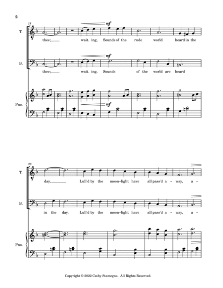 Beautiful Dreamer (TB Duet, Piano Accompaniment) TB scores gallery preview page 3