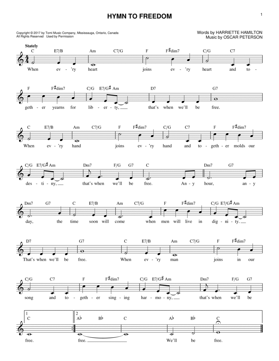 Hymn To Freedom Hymn To Freedom Piano scores gallery preview page 1