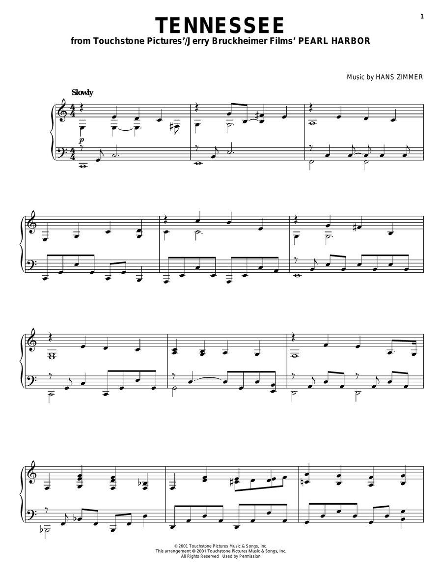 Tennessee Tennessee Piano Solo scores gallery preview page 1