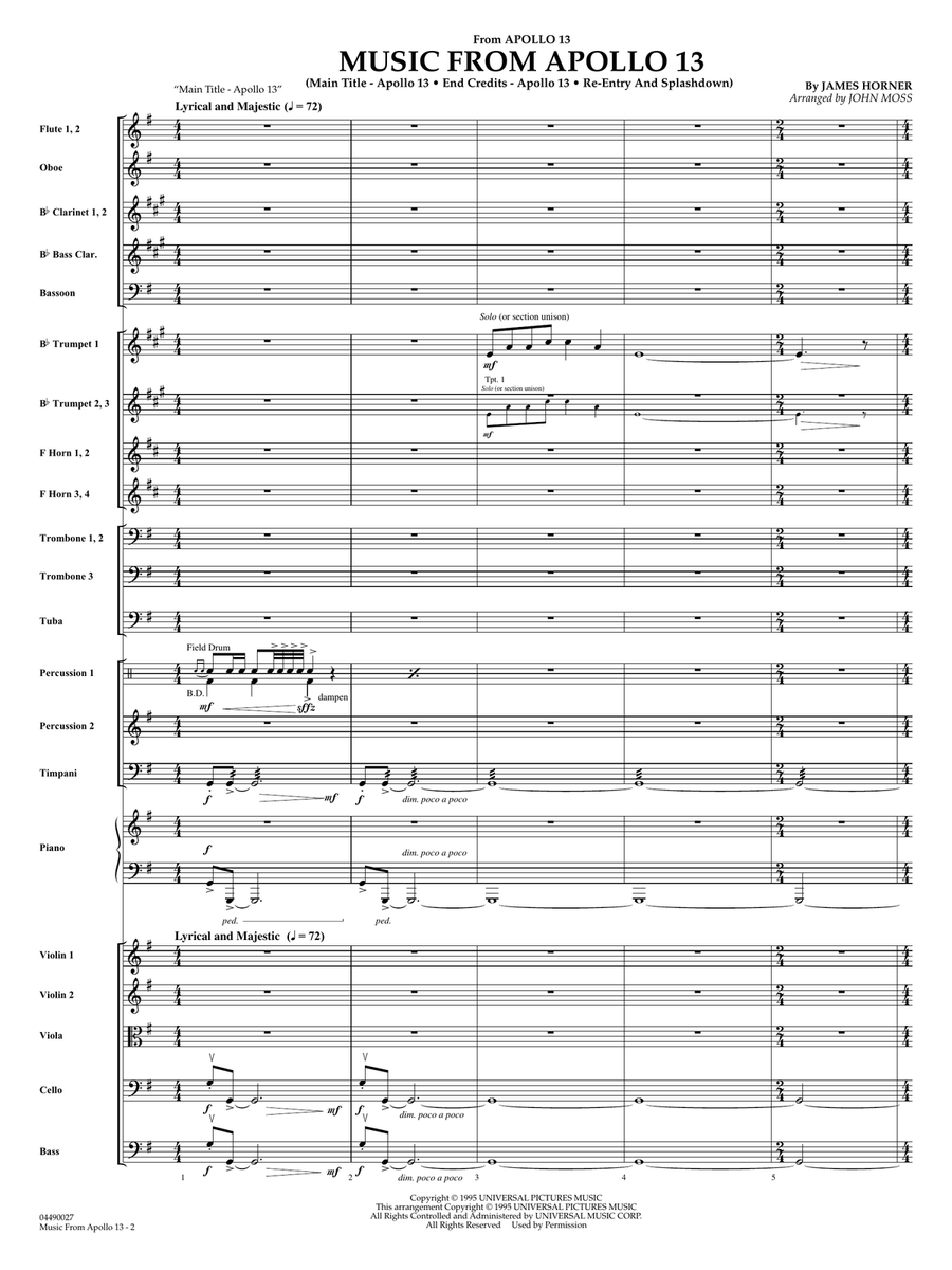 Music from Apollo 13 (arr. John Moss) - Full Score Full Orchestra scores gallery preview page 2