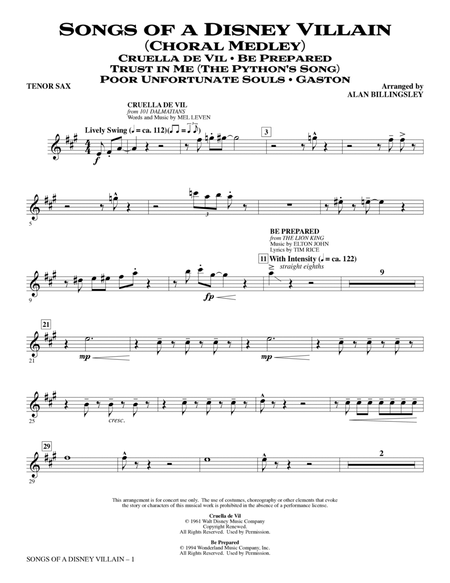 Songs of a Disney Villain (Choral Medley) - Tenor Saxophone