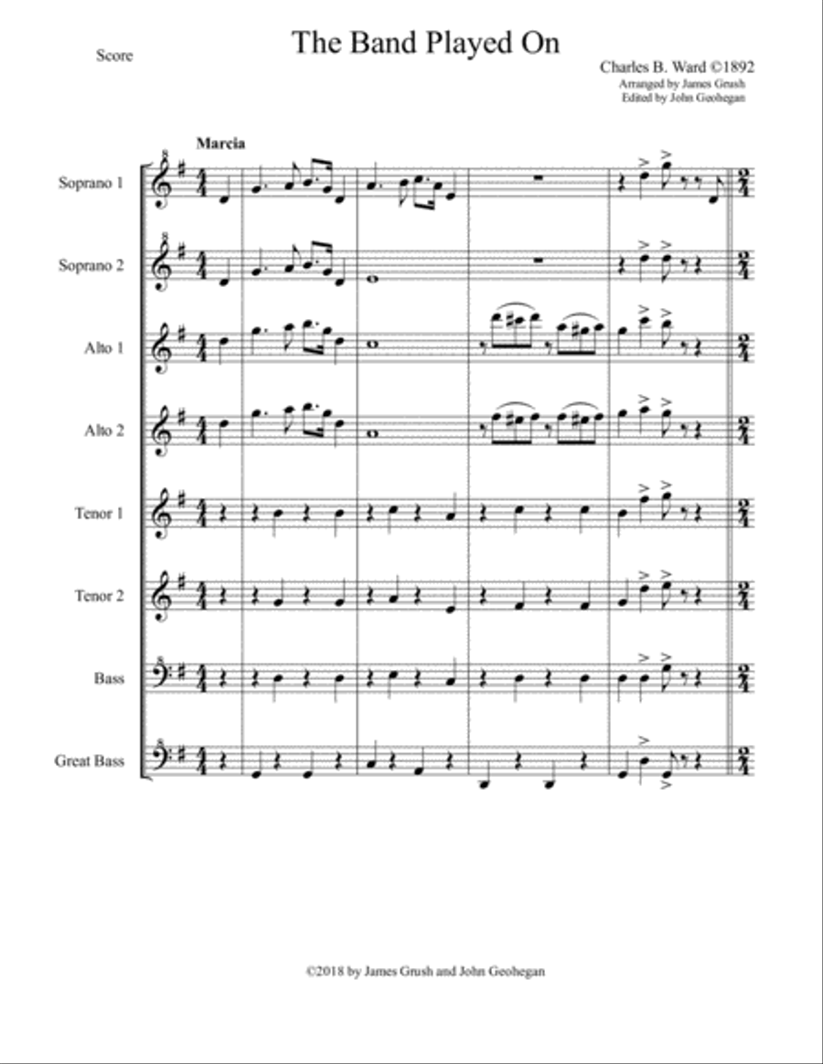The Band Played On for Recorder Octet Recorder scores gallery preview page 3