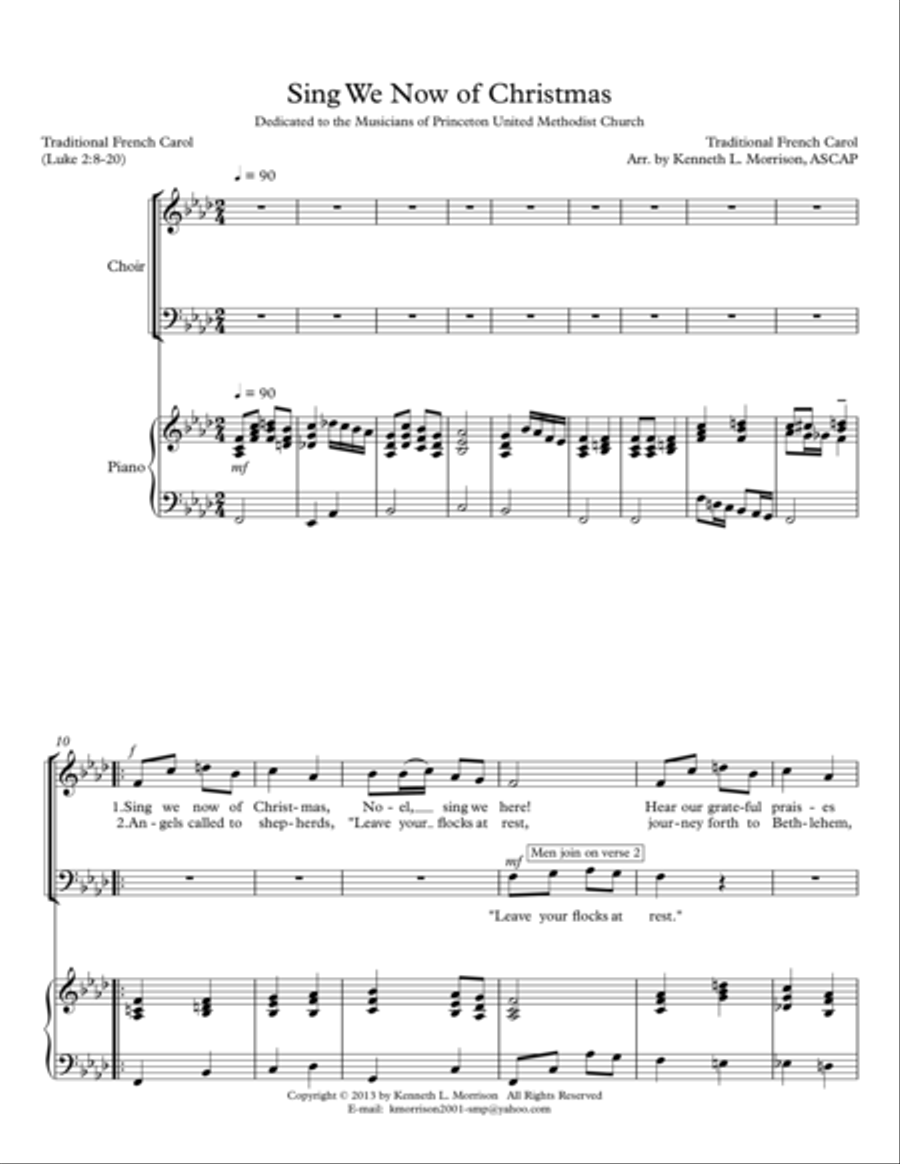 Sing We Now of Christmas - SAB Choir and Piano 3-Part scores gallery preview page 1