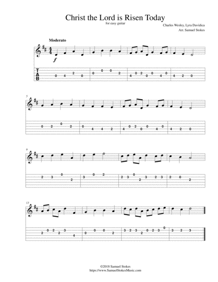 Christ the Lord is Risen Today (Jesus Christ is Risen Today) - for easy guitar with TAB image number null