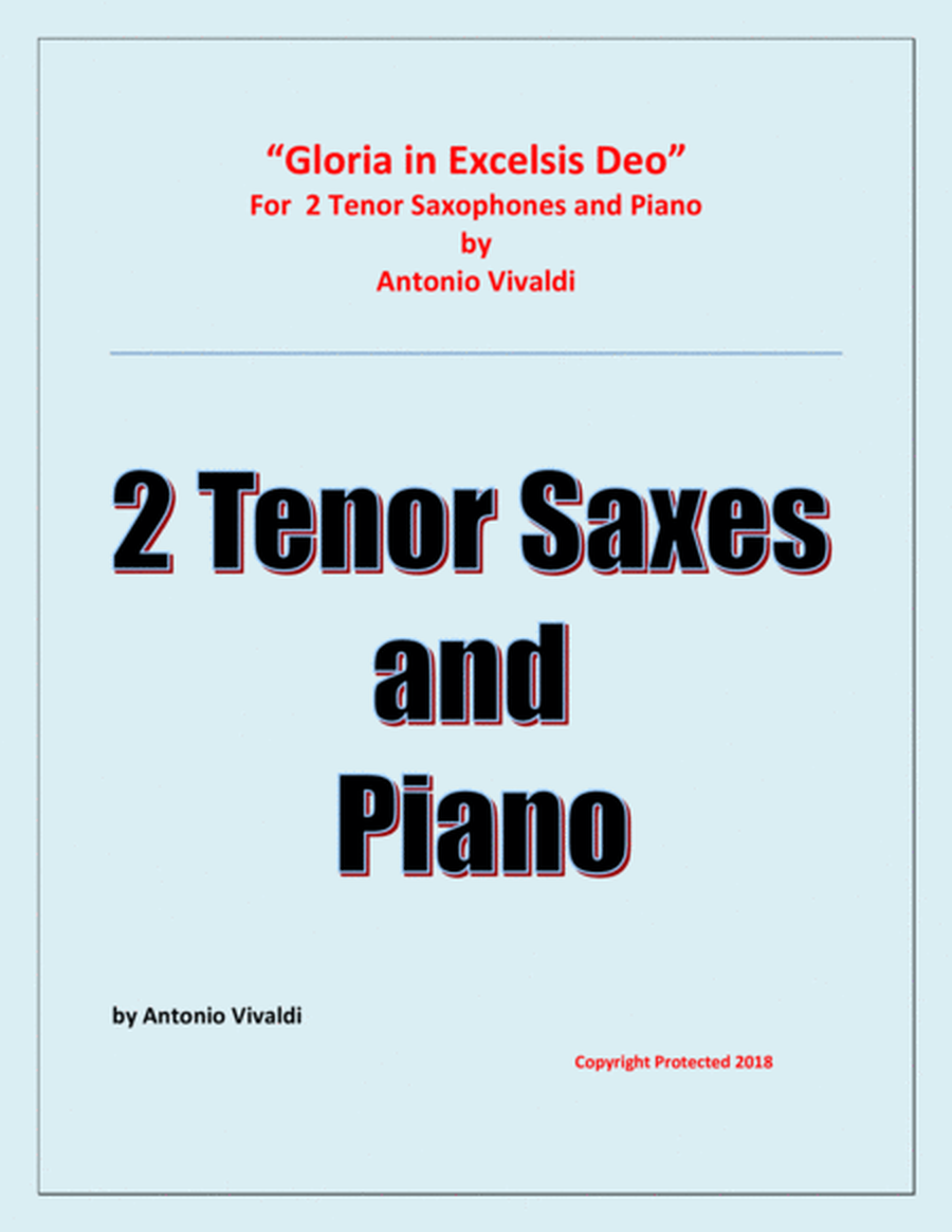 Gloria In Excelsis Deo - 2 Tenor Saxophones and Piano - Advanced Intermediate - Chamber music image number null