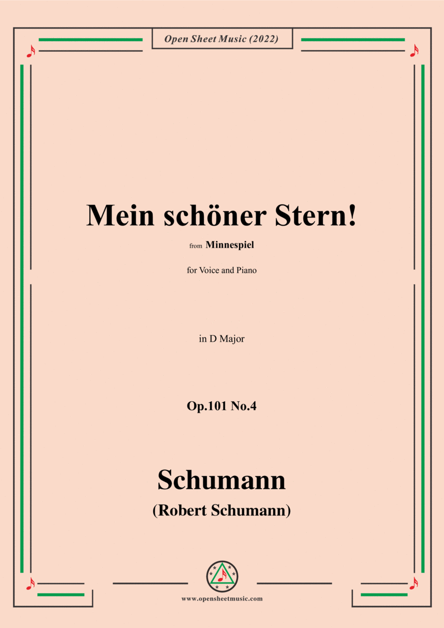Schumann-Mein schoner Stern!,Op.101 No.4,in D Major Voice scores gallery preview page 1