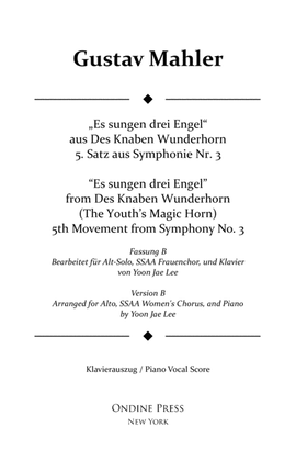 Mahler (arr. Lee): Symphony No. 3 5th movement, Piano Vocal Score (Version B for Alto solo, SSAA)