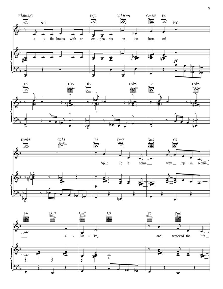 A Little Brains, A Little Talent (from Damn Yankees) Piano, Vocal, Guitar scores gallery preview page 5
