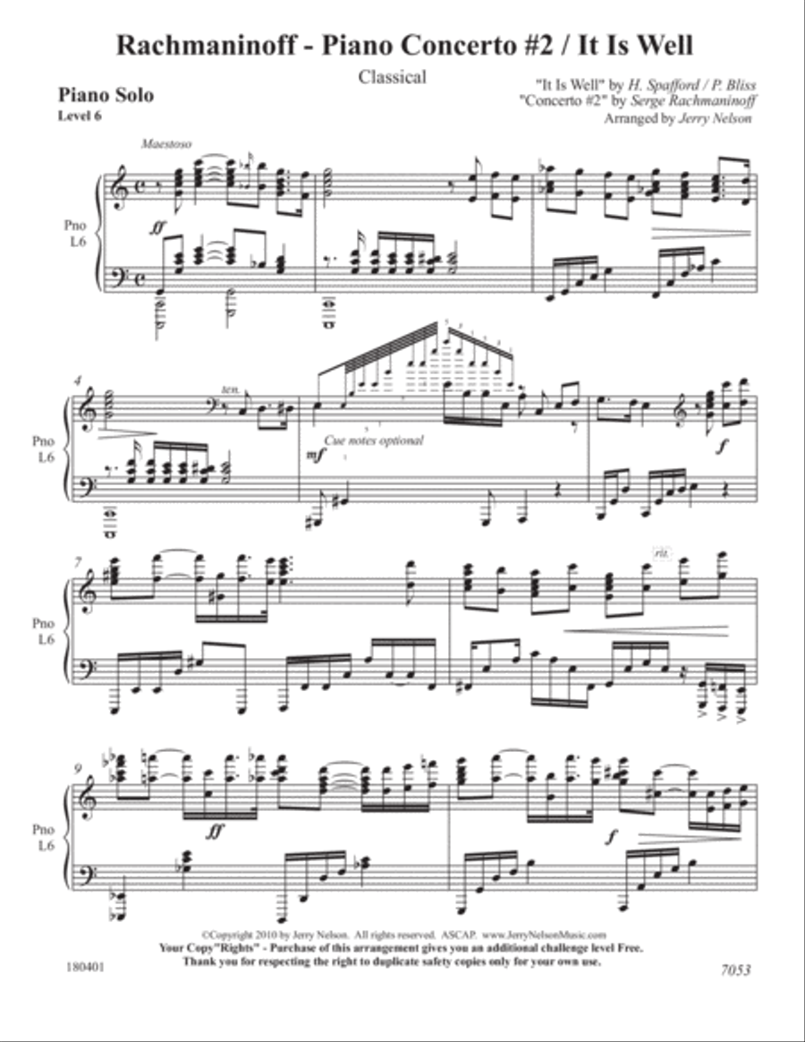 Concerto #2 (Rachmaninoff) / It Is Well (2 for 1 PIANO Standalone Arr's) Piano Solo scores gallery preview page 2