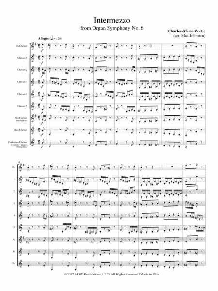 Intermezzo from Organ Symphony No. 6 for Clarinet Choir