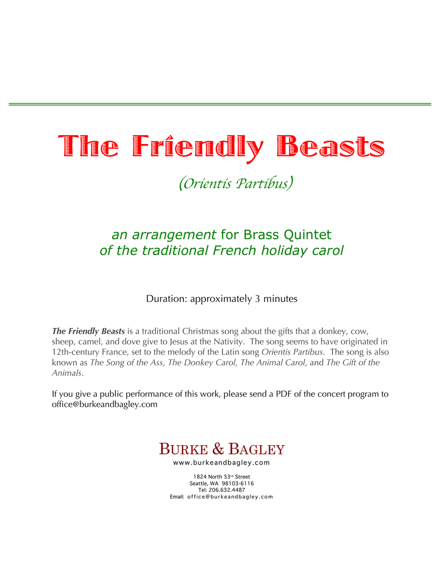 The Friendly Beasts (Orientis Partibus) Brass Ensemble scores gallery preview page 2