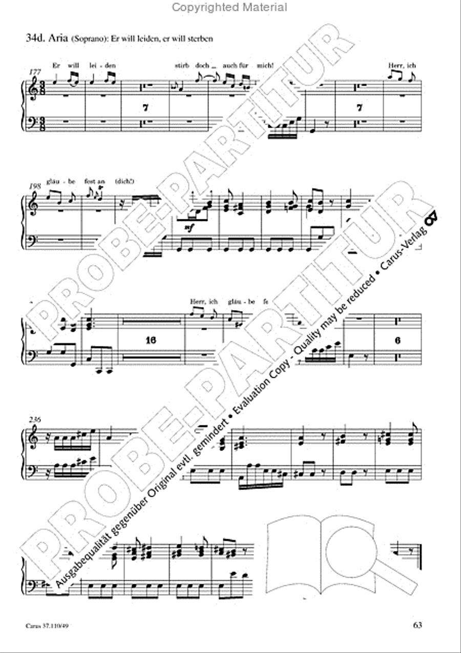 Markuspassion. Werkausgabe Reihe 1, Bd. 7 (Homilius) Organ scores gallery preview page 64