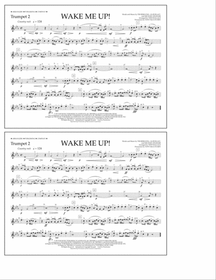 Wake Me Up! - Trumpet 2 Marching Band scores gallery preview page 1