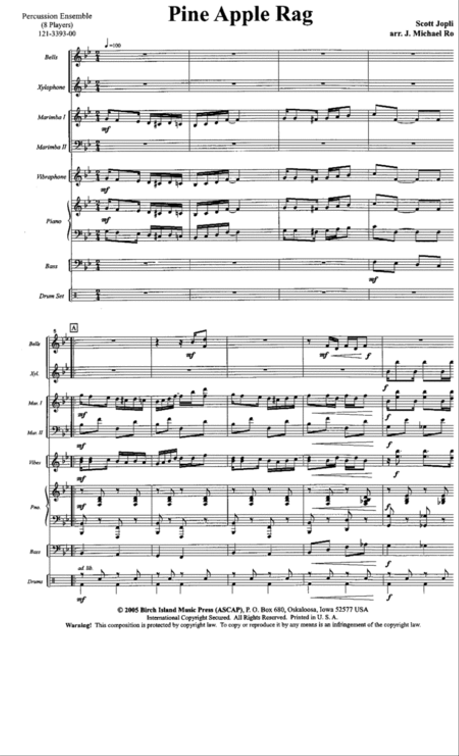 Pine Apple Rag Percussion Ensemble scores gallery preview page 2