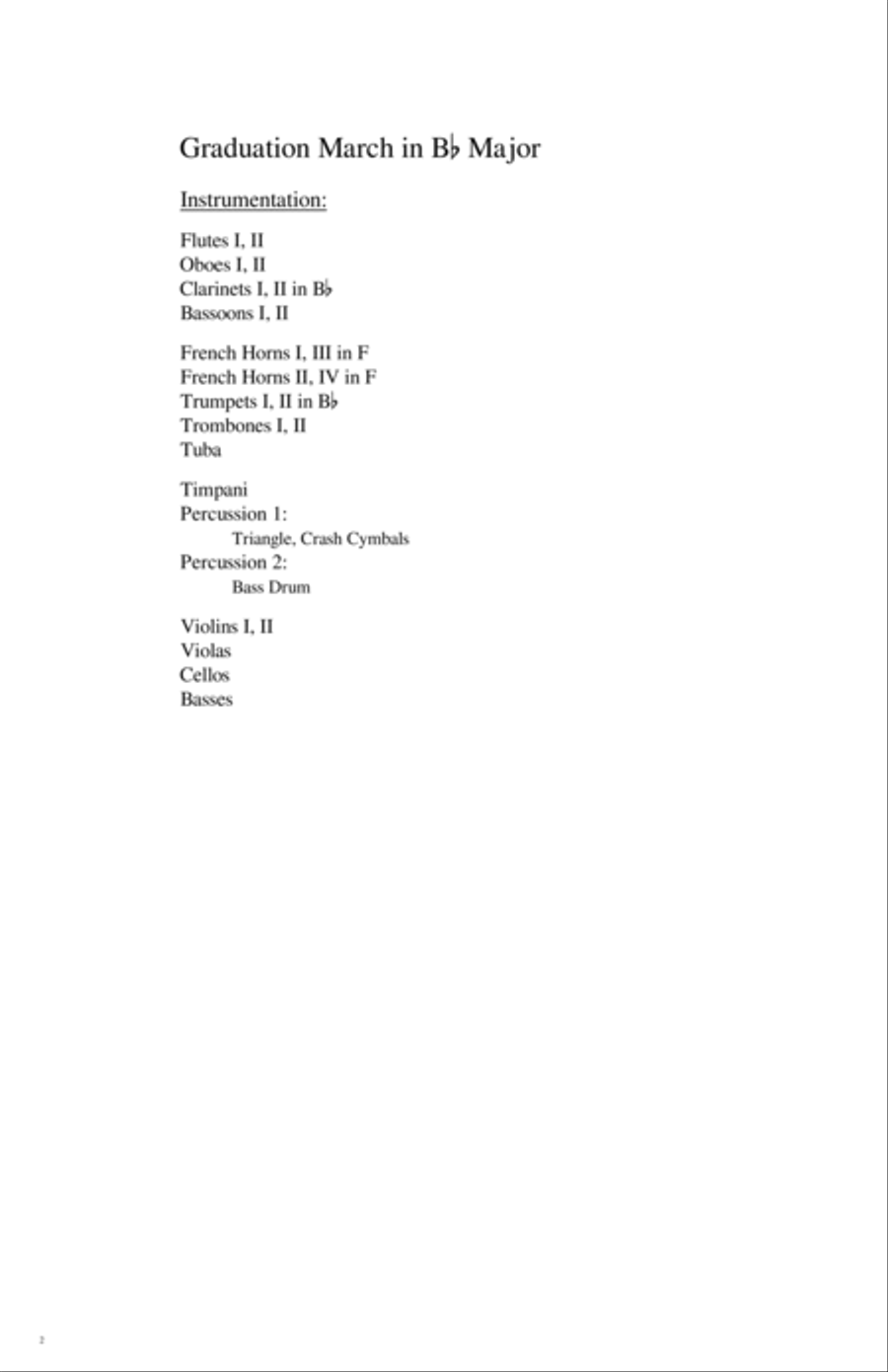 Graduation March in B-flat Major (2019) (Full Orchestra) (Original) Full Orchestra scores gallery preview page 2