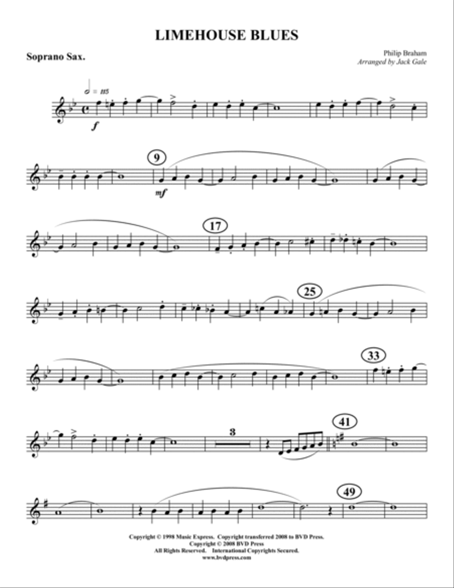 Limehouse Blues Saxophone Quartet scores gallery preview page 4