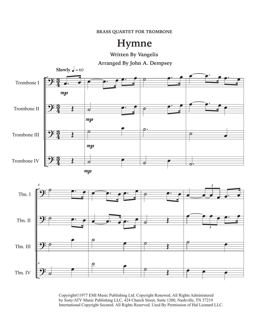 Hymne Brass Quartet scores gallery preview page 5
