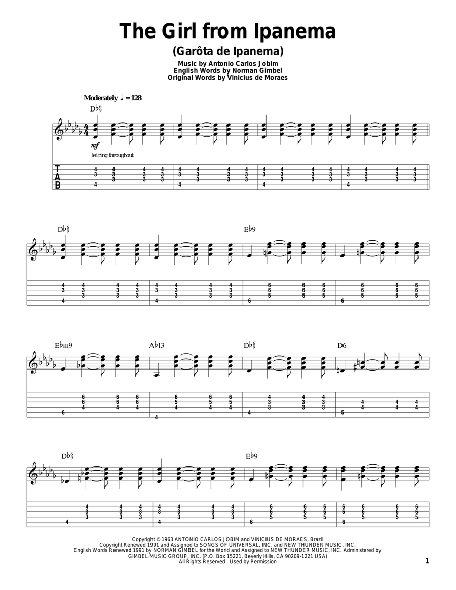 The Girl From Ipanema (Garota De Ipanema) Electric Guitar scores gallery preview page 1