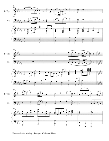 EASTER ALLELUIA MEDLEY (Trio – Bb Trumpet, Cello/Piano) Score and Parts image number null