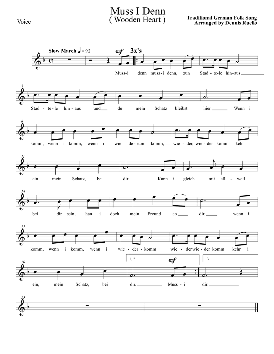 Muss I Denn (Wooden Heart) - German Band with Optional Vocal - Oktoberfest Muss I Denn (Wooden Heart) - German Band with Optional Vocal - Oktoberfest Large Ensemble scores gallery preview page 2
