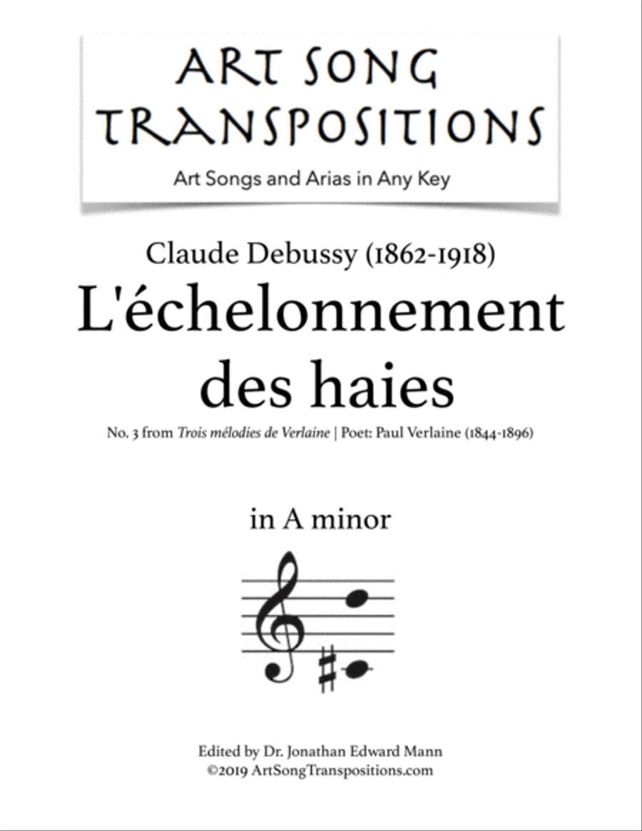 DEBUSSY: L'échelonnement des haies (transposed to A minor) Voice scores gallery preview page 1
