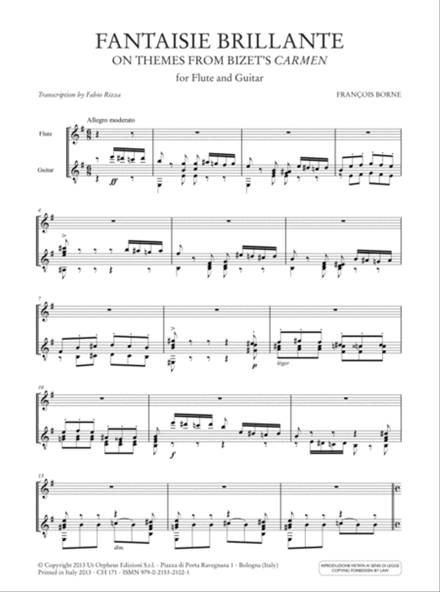 Fantaisie Brillante on Themes from Bizet’s ‘Carmen’ for Flute and Guitar Flute scores gallery preview page 2