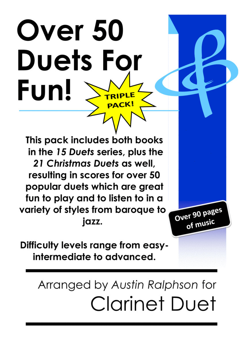 TRIPLE PACK of Clarinet Duets - contains over 50 duets including Christmas, classical and jazz image number null