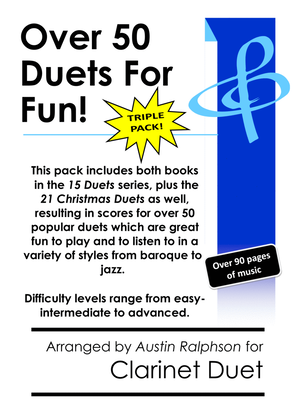 Book cover for TRIPLE PACK of Clarinet Duets - contains over 50 duets including Christmas, classical and jazz