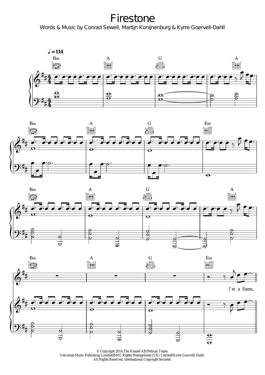 Firestone Piano, Vocal, Guitar scores gallery preview page 1