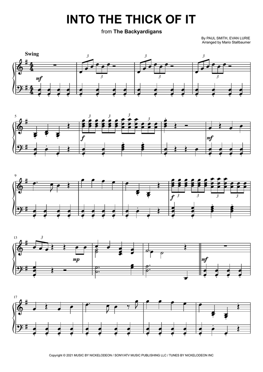 Into The Thick Of It Piano Solo scores gallery preview page 1