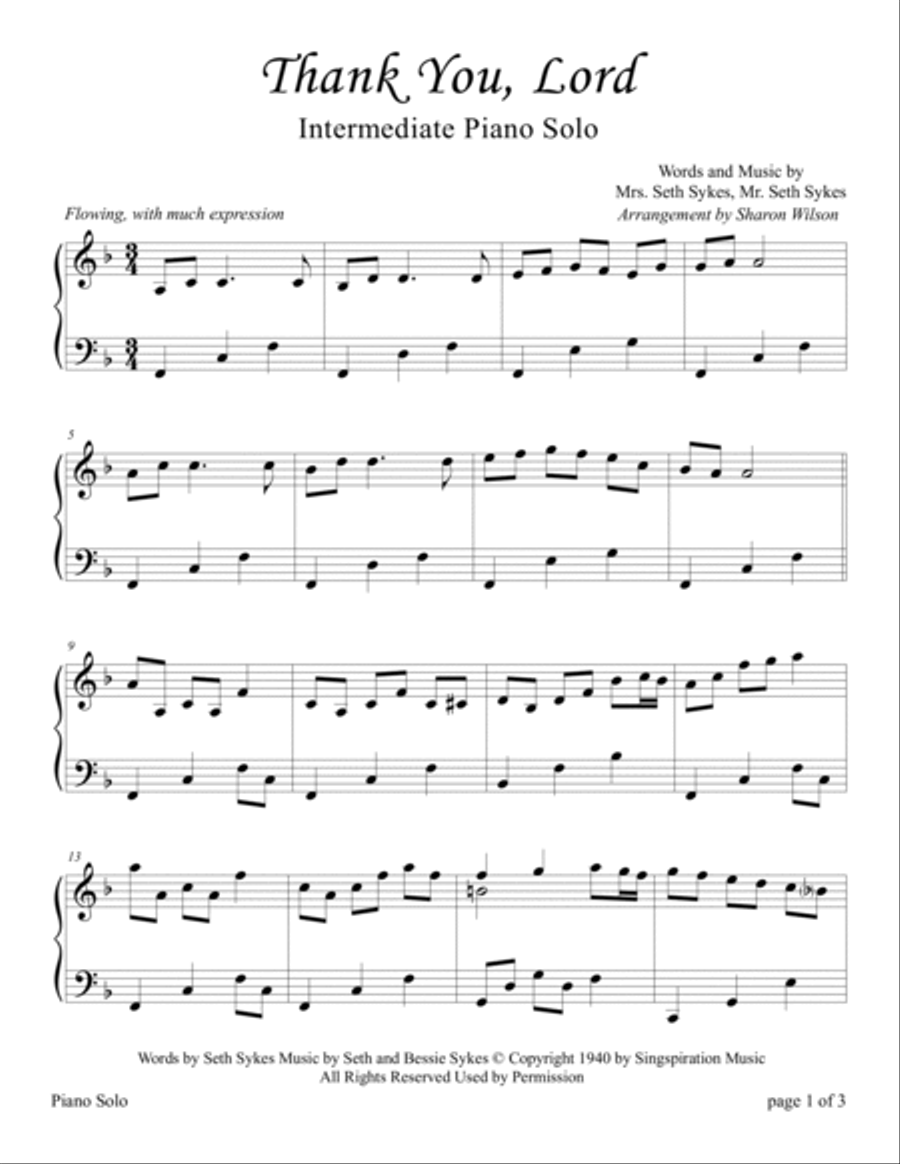 Thank You, Lord Piano Solo scores gallery preview page 2