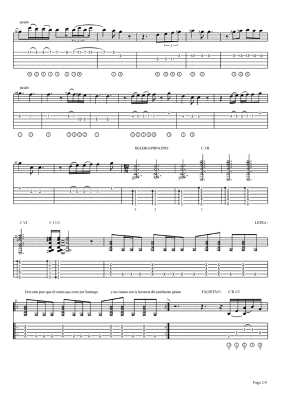 Vicente Amigo - De Mi Corazon Al Aire - 07 - Morao Guitar Tablature scores gallery preview page 2