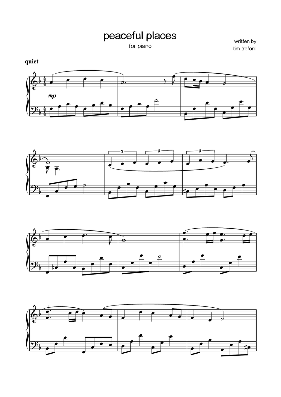 peaceful places Piano Solo scores gallery preview page 1